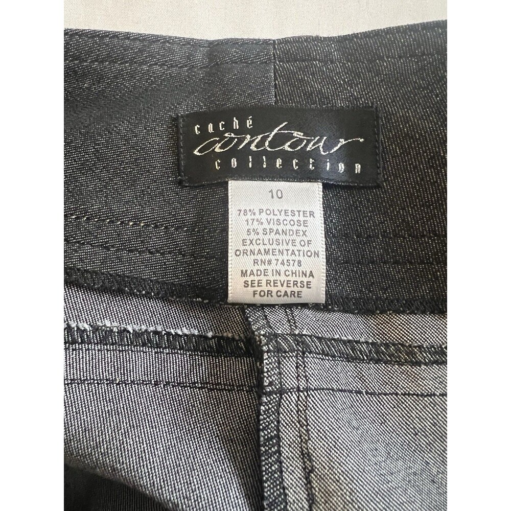 VTG Caché Couture High Rise Sailor Wide Leg Chambray Trouser Pants Sz 10 Y2K EYC - Picture 5 of 6